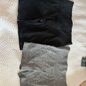 Black and Gray Ribbed Shorts Set